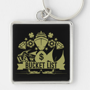 Min buffertlista fyrkantig silverfärgad nyckelring