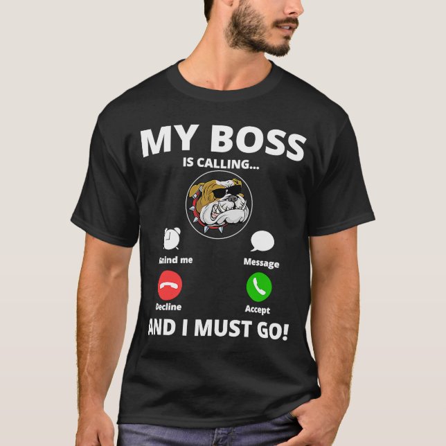 Min bulldog ringer och jag måste gå, fina hundar Q T Shirt (Framsida)