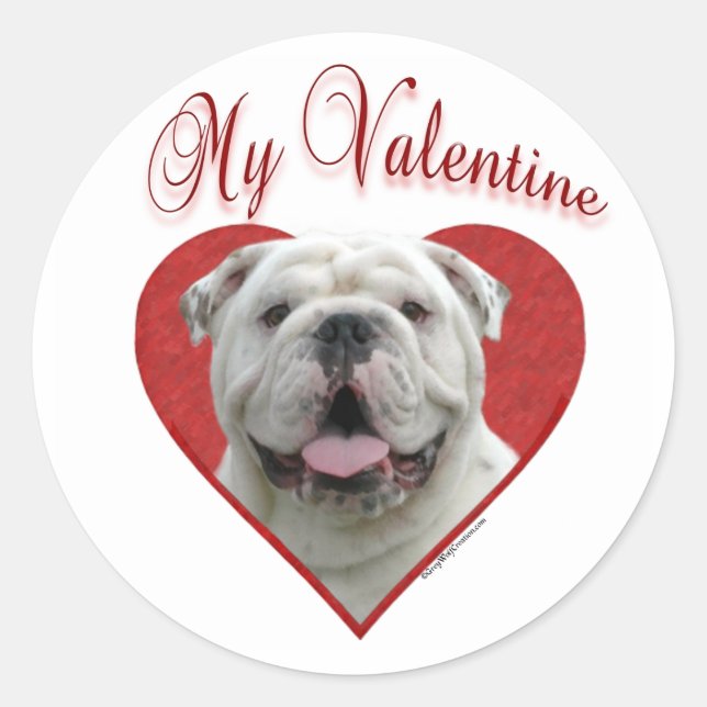 Min Bulldog Valentine Runt Klistermärke (Framsida)