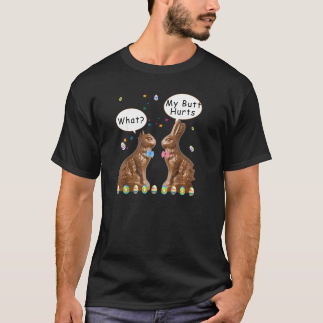 Min Butt Ontr Chocolate Bunny Påsk Funny Pullove T Shirt (Framsida)