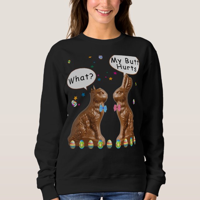 Min Butt Ontr Chocolate Bunny Påsk Funny T Shirt (Framsida)