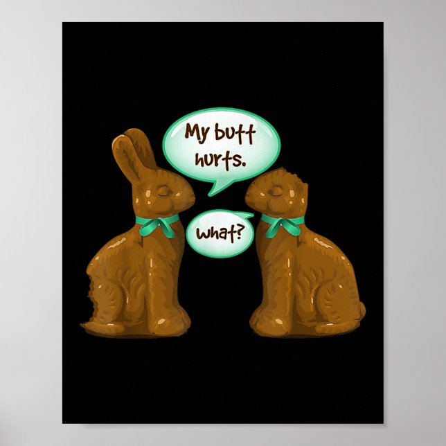 Min Butt Ontr Chocolate Bunny Rabbit Glad påsk Poster (Framsidan)