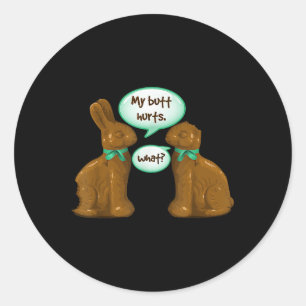 Min Butt Ontr Chocolate Bunny Rabbit Glad påsk Runt Klistermärke