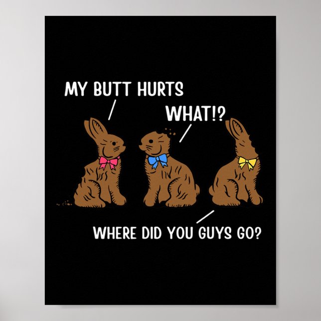 Min Butt Ontr Glad påsk Day Bunny Rabbit Eggs H Poster (Framsidan)