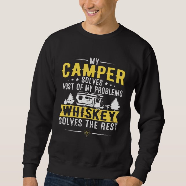 Min Camper löser de flesta av mina problem Whiskey Lång Ärmad Tröja (Framsida)