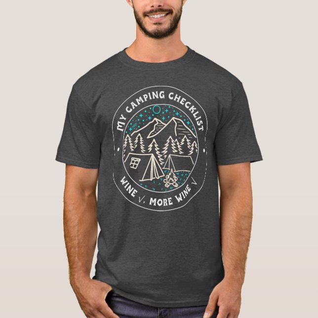 Min campingchecklista Vin mer vin present T Shirt (Framsida)