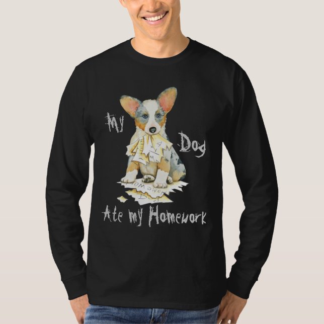 Min Cardigan Welsh Corgi Ate min hemläxa Tröja (Framsida)
