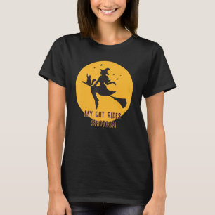 Min Cat Rides Pistol Witch Halloween T Shirt