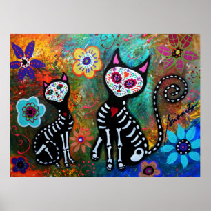 MIN CATS DIA DE LOS MUERTOS POSTER