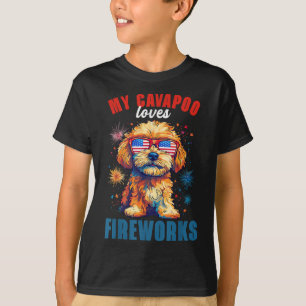 Min Cavapoo Kärlek Fireworks 4 juli Patriotic D T Shirt