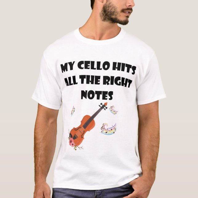 Min Cello träffar alla Höger Notes - Funny Cello T Shirt (Framsida)