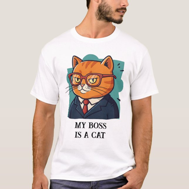 Min Chef är en Cat Funny Cat T Shirt (Framsida)