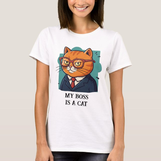 Min Chef är en Cat Funny Cat T Shirt (Framsida)