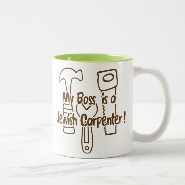 Min chef är en judisk snickare! Två-Tonad mugg (Höger)