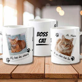 Min chef har morrhår Kattklö Fotografi Namn Typogr Kaffemugg
