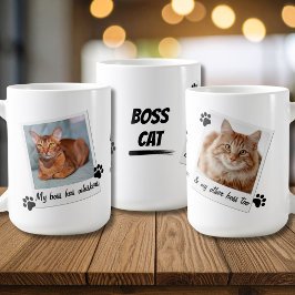 Min chef har morrhår Kattpaw Fototypografi Kaffemugg