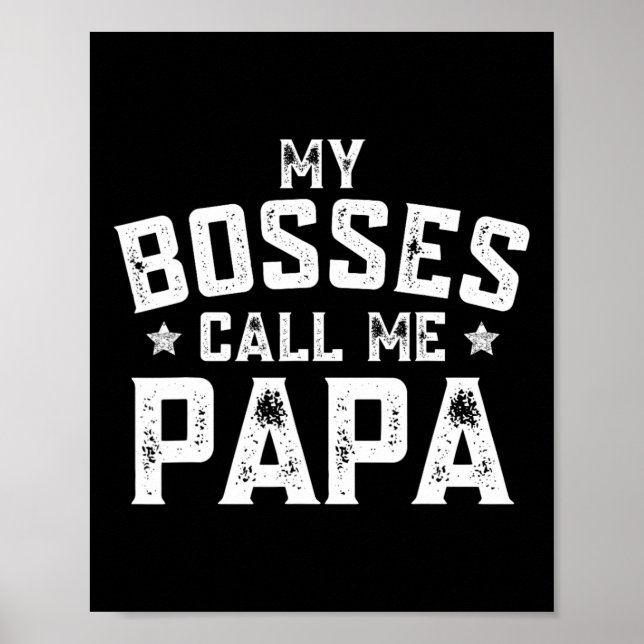 Min Chefer kallar mig Pappa Funny Grandpa Fars dag Poster (Framsidan)