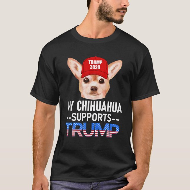 Min Chihuahua stöder Trump 2020-omvalsgåva T Shirt (Framsida)