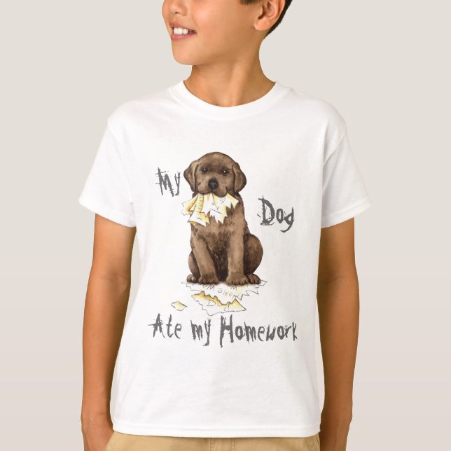 Min choklad Lab Ate min hemläxa T-shirt (Framsida)