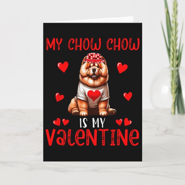 Min Chow Chow är min valentine hjärtkostym Singel Kort (Framsida)