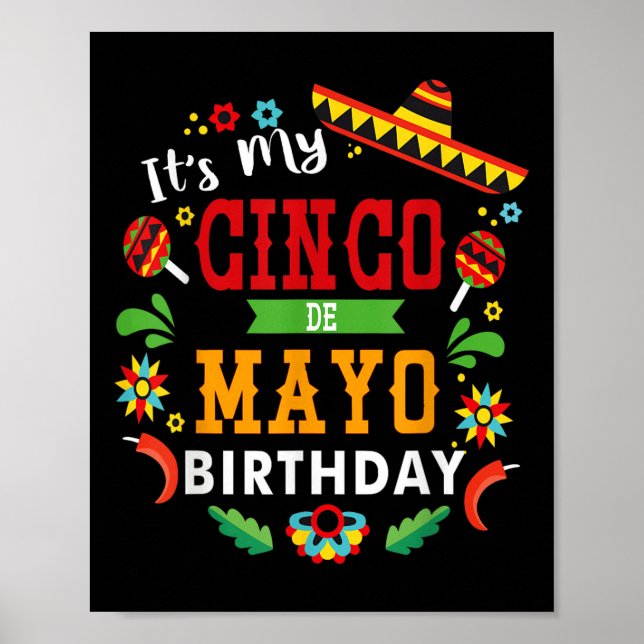 Min Cinco De Mayo Birthday Funny-Födelsedagsfest Poster (Framsidan)