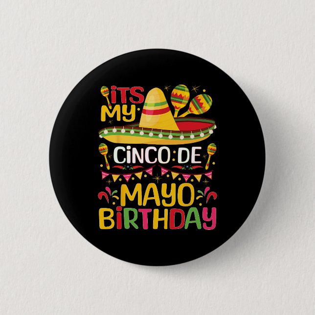 Min Cinco De Mayo-födelsedag maj 5-årsdag Knapp (Framsida)
