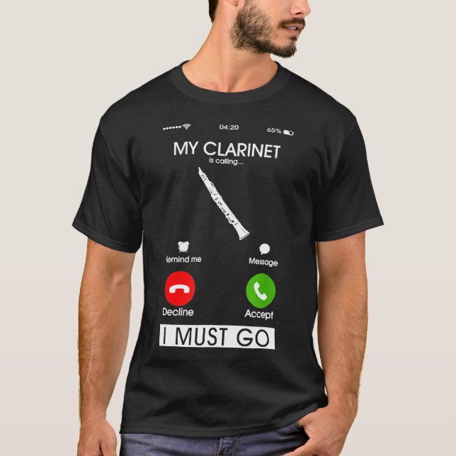 Min Clarinet ringer och jag måste gå Mobila Skärm T Shirt (Framsida)