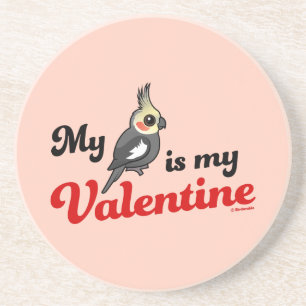 Min Cockatiel är min valentin Underlägg Sandsten