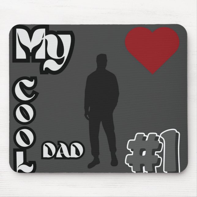 Min Coola Pappa #1 Grått-musknapp Musmatta (Framsidan)