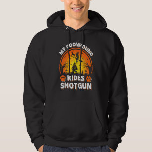 Min Coonhound Hund Rida Häxa Hagelgevär Halloween Hoodie