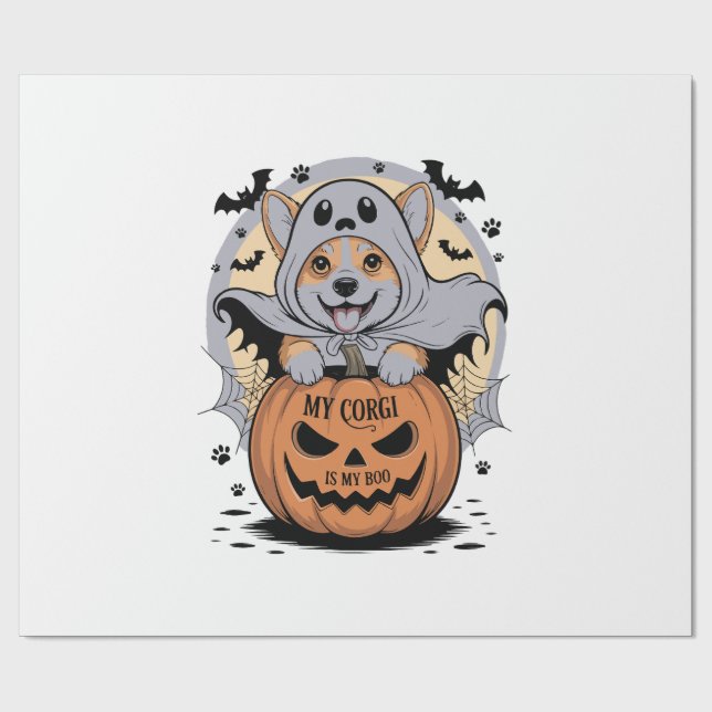 Min Corgi är min Boo Halloween Presentpapper (Platt)