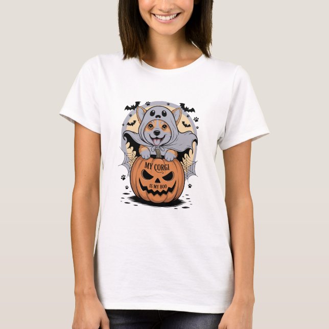 Min Corgi är min Boo Halloween T Shirt (Framsida)
