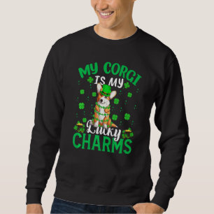 Min Corgi är min Lucky Charms Corgi St Patrick Lång Ärmad Tröja