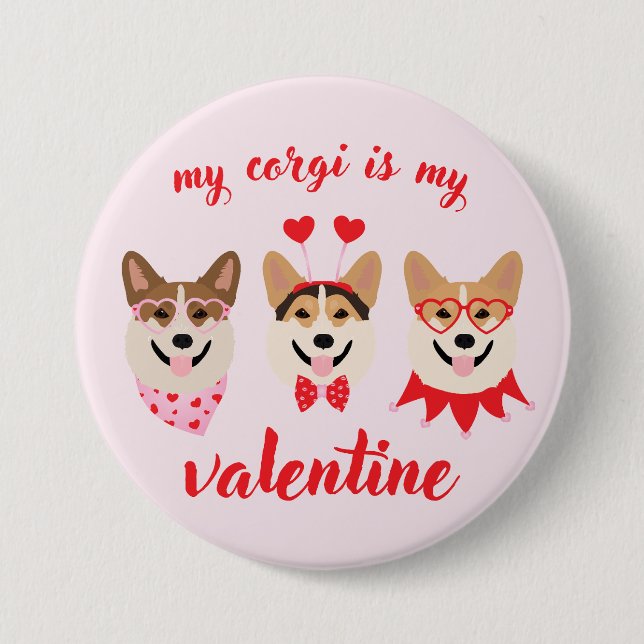 Min Corgi är min Valentine Knapp (Framsida)