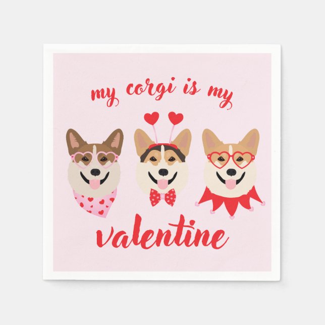 Min Corgi är min Valentine Pappersservett (Framsidan)