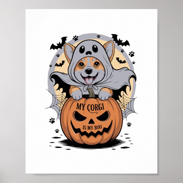 Min Corgi är My Boo Halloween Poster (Framsidan)