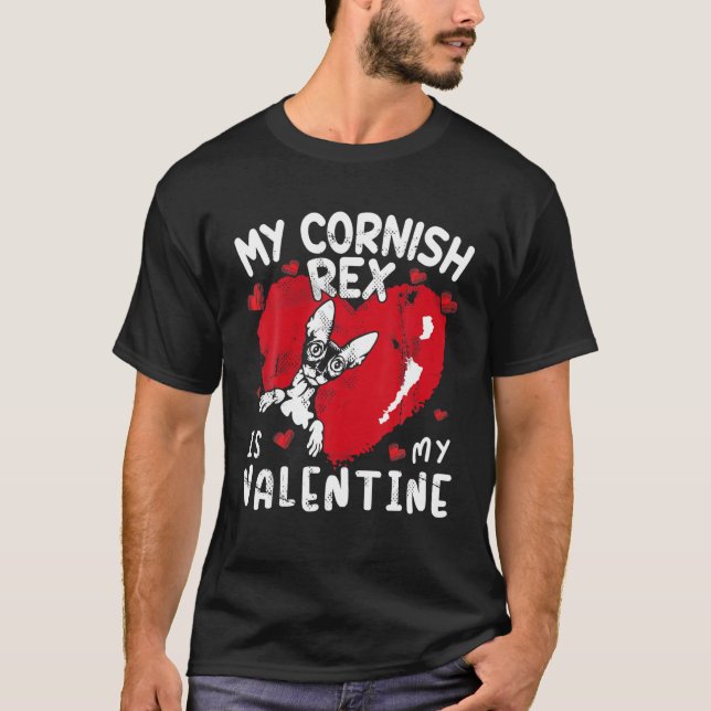 Min Cornish Rex är min Valentine Cat Lover Valenti T Shirt (Framsida)