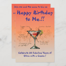 Min Cosmopolitan Födelsedagsfest inbjudan