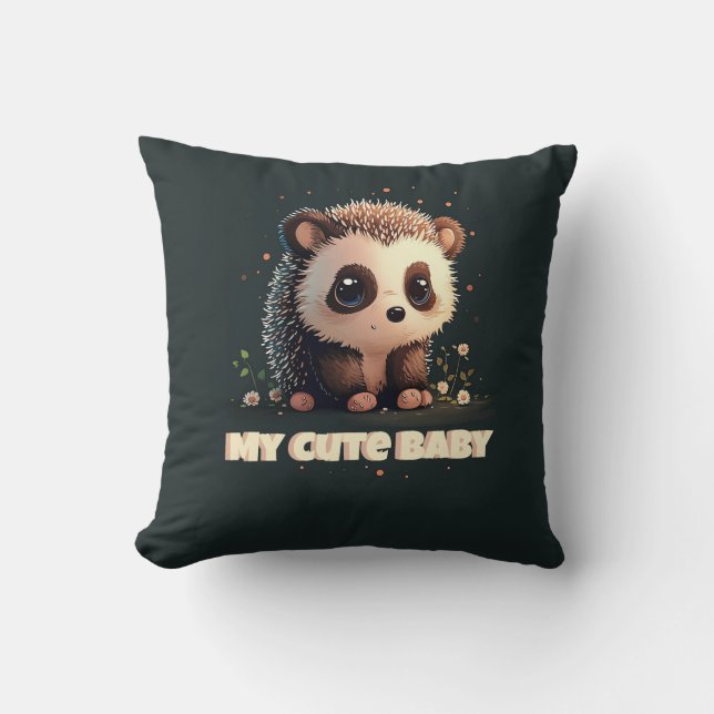 Min Cute Baby Hedgehog Pillow - beklaglig Kudde (Framsida)