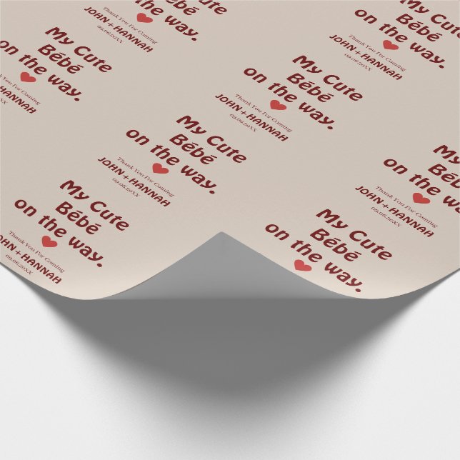 Min Cute Bébé på den bekväma babystötfångaren Presentpapper (Hörn)