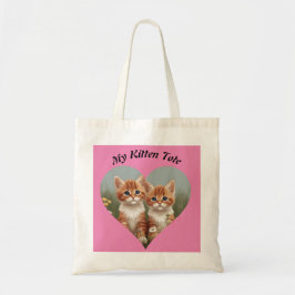 Min Cute Kitten Tote Customize Namn Tygkasse
