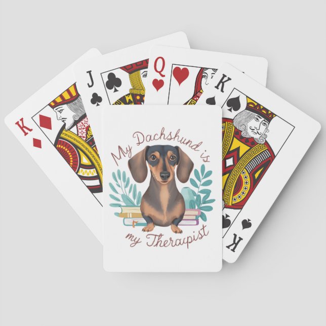 Min Dachshund Är Min Terapeut Casinokort (Baksidan)