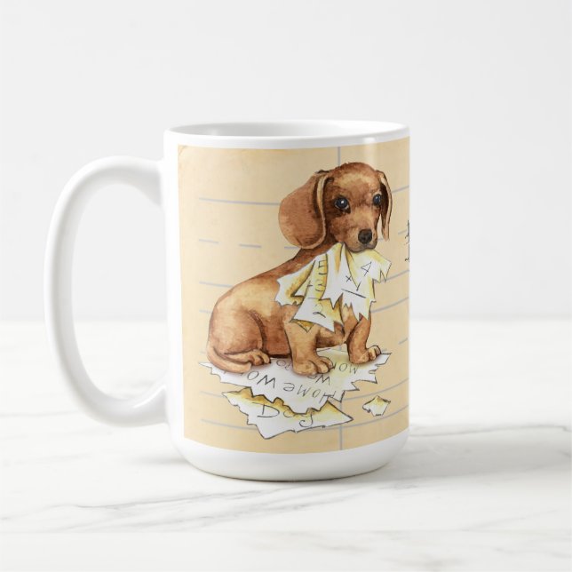 Min Dachshund Ate min hemläxa Kaffemugg (Vänster)