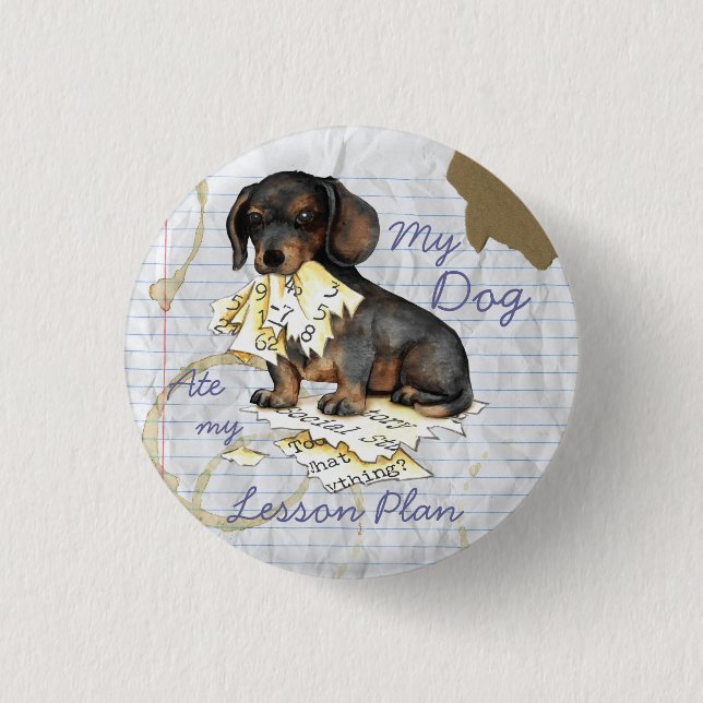Min Dachshund Ate Min lärlingsplan Knapp (Framsida)