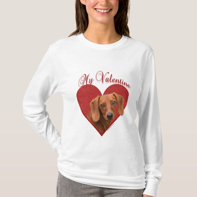 Min Dachshund Valentine T Shirt (Framsida)