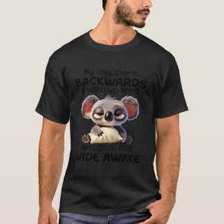 Min dag börjar baklänges Jag vaknar trött Går och T Shirt