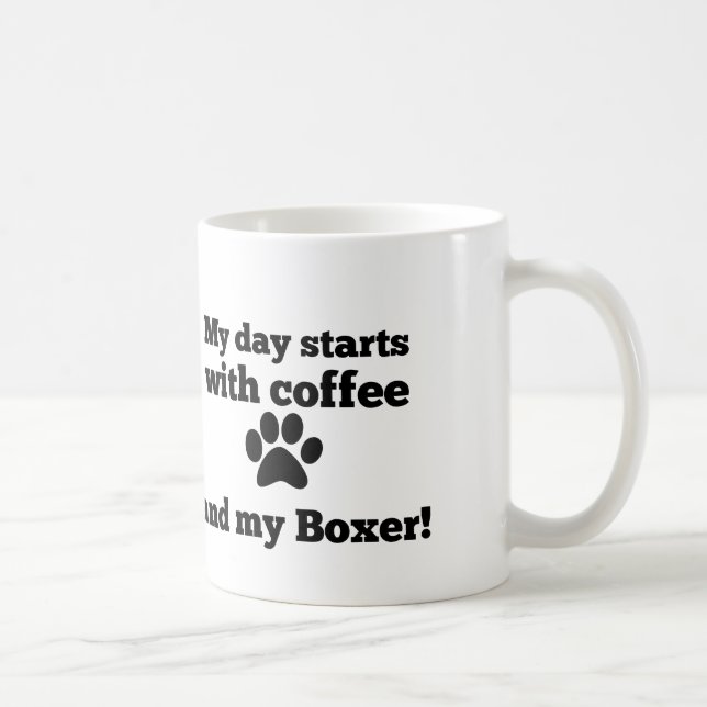 Min dag startar med kaffe och min Boxer. Kaffemugg (Höger)
