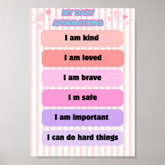 Min dagliga affirmationsväggkonst för barn – Posit Poster