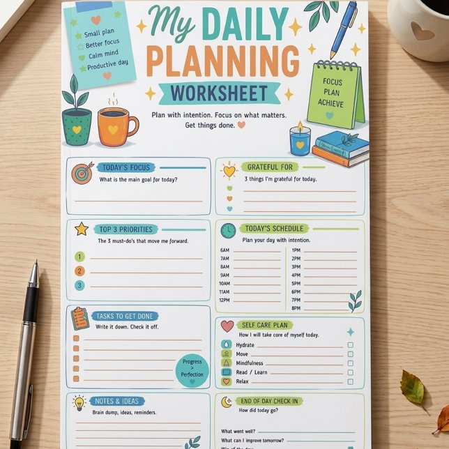 Min dagliga planeringsmall ⭐ post-it block (Skapare uppladdad)