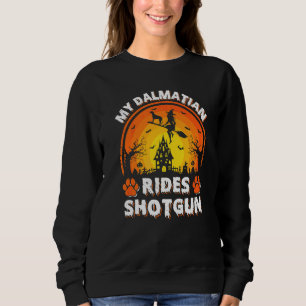 Min dalmatinerhund ridar häxa shotgun halloween t shirt